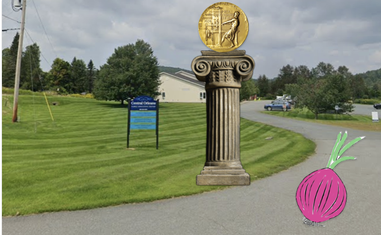 The award on it's pedestal.